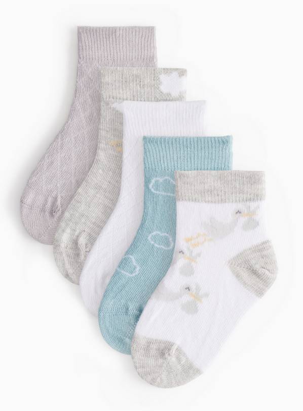 Stork Printed Socks 5 Pack 12-24 months